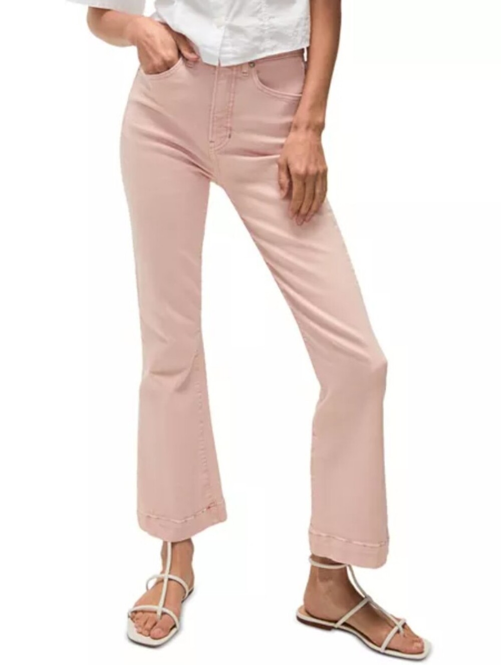 NWT Veronica Beard Carson High Rise Ankle Flare Jeans Stoned Pink Shell Wash 30